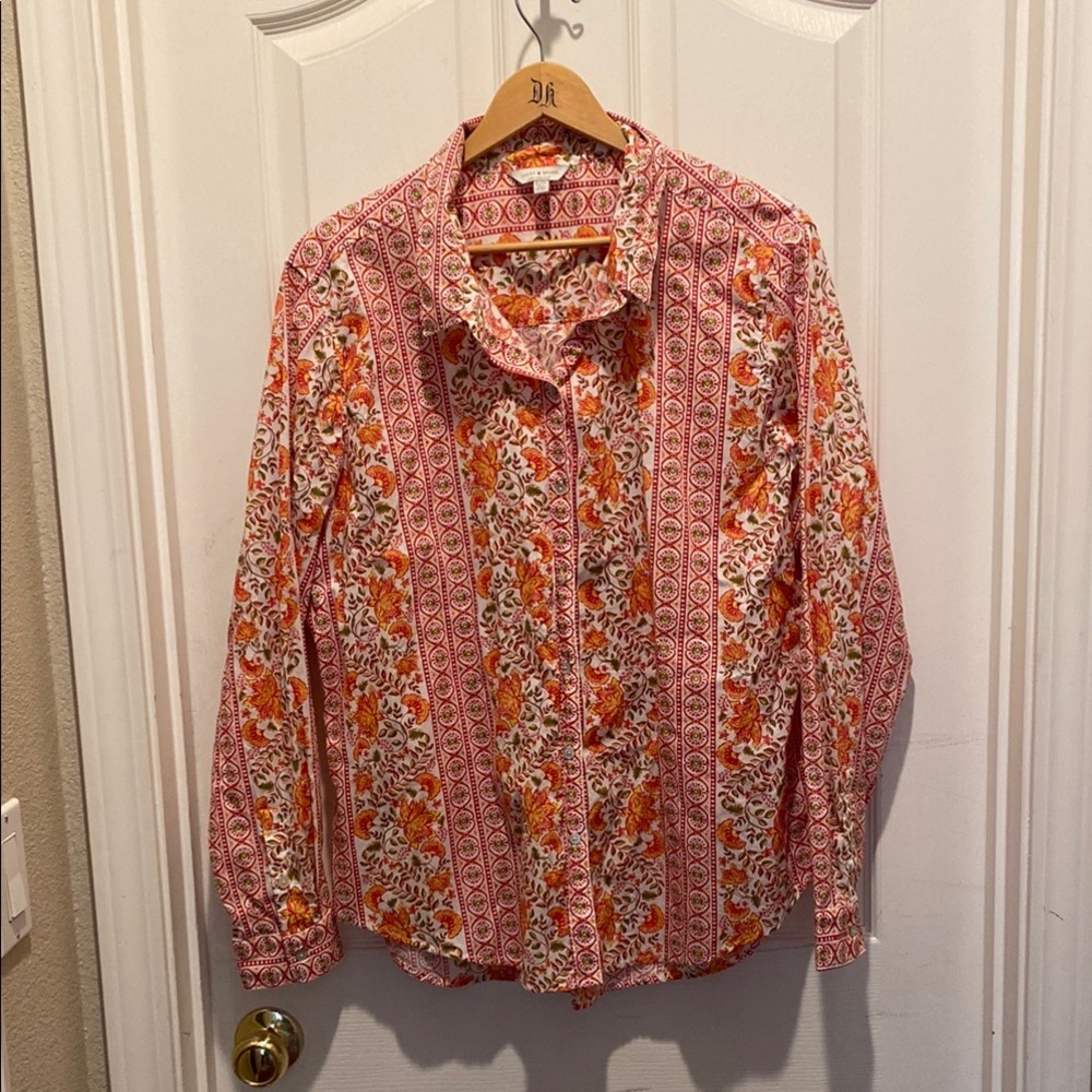 Lucky brand women’s floral batik, print blouse-XL